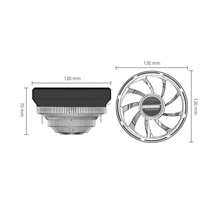 COOLMOON CPU Cooler Desktop Computer Auto Color Change Multi-Platform Mute Cooling Fan(Colorful F...