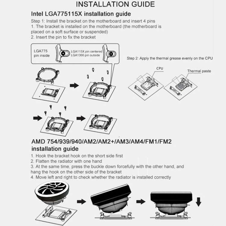 COOLMOON CPU Cooler Desktop Computer Auto Color Change Multi-Platform Mute Cooling Fan(Colorful F...