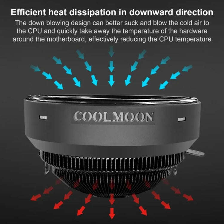 COOLMOON CPU Cooler Desktop Computer Auto Color Change Multi-Platform Mute Cooling Fan(Colorful F...