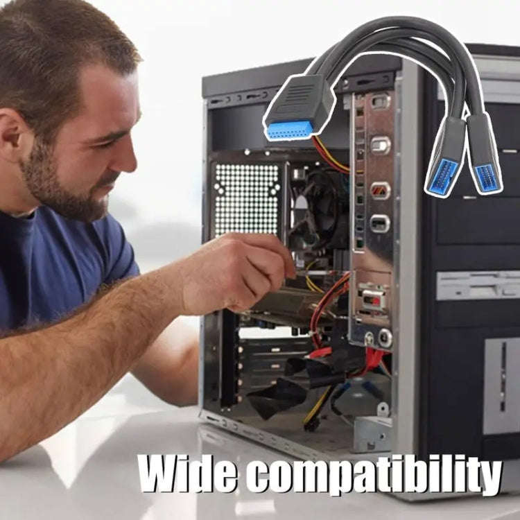 21cm Computer Motherboard 19 Pin USB3.0 One To Two Extension Cable