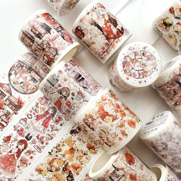 5cm X 5m (150cm Pattern Length Loop) Washi Tape Cute Girl Heart Diary Tape, Style: Romantic Cabin