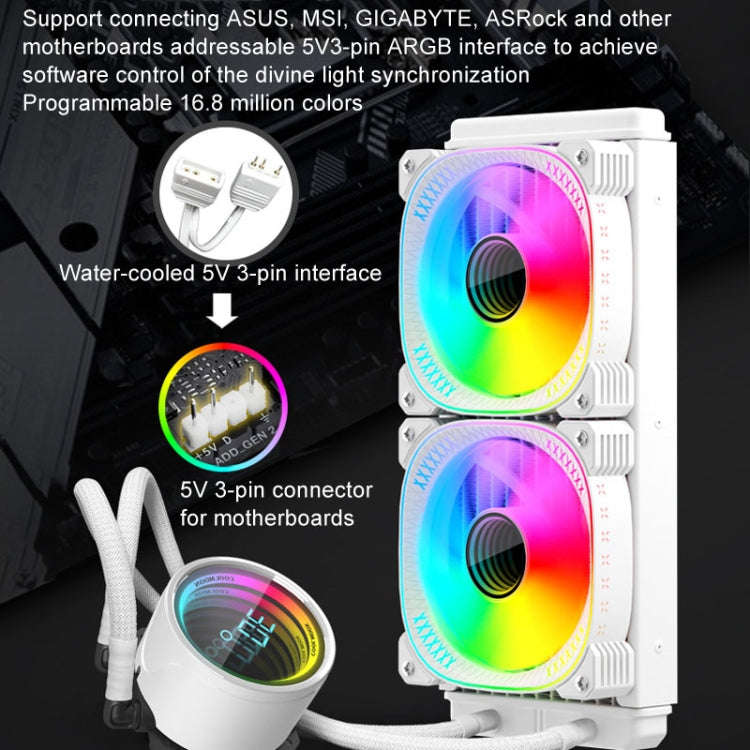 COOLMOON CM-YM-240T Digital ARGB Lens Edition Integrated Water Cooling CPU Cooler Temperature Dis...