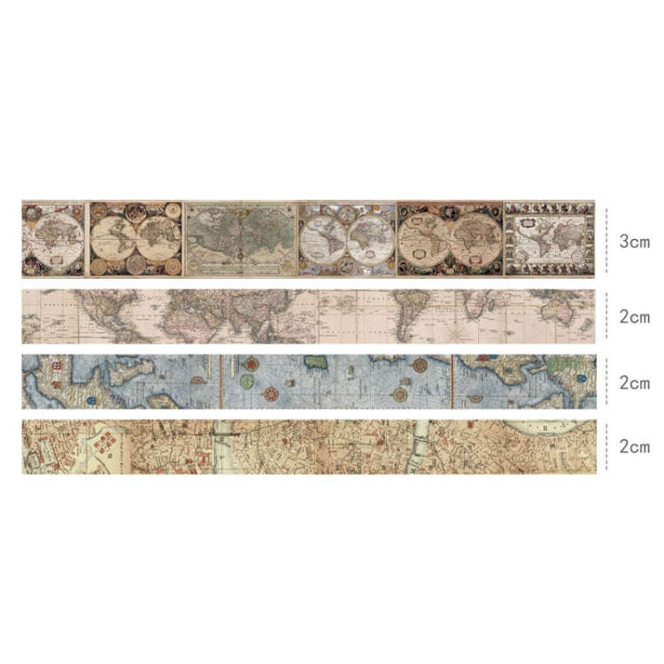 4rolls /Set Retro Combination Washi Tape for Journals and Crafts, 3cm x 1 + 2cm x 3, Style: Vinta...