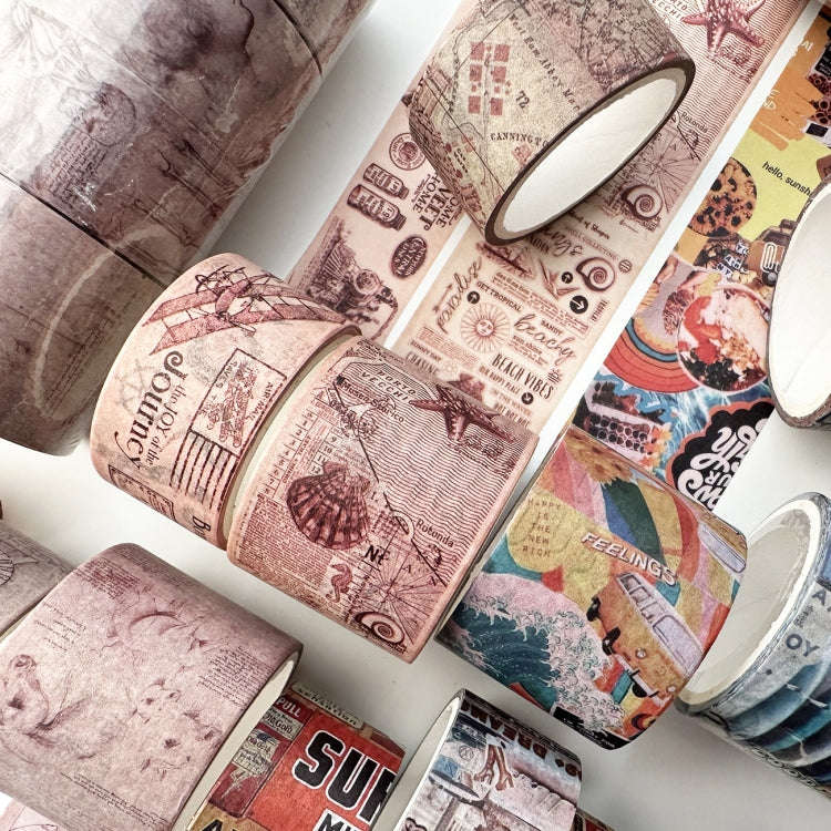 4rolls /Set Retro Combination Washi Tape for Journals and Crafts, 3cm x 1 + 2cm x 3, Style: Vinta...