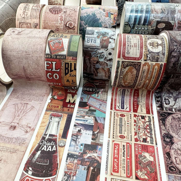 4rolls /Set Retro Combination Washi Tape for Journals and Crafts, 3cm x 1 + 2cm x 3, Style: Da Vi...