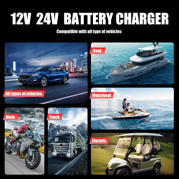 FOXSUR 25A 12V/24V Portable High-Power Car Ship Motorcycle Charger(UK Plug)