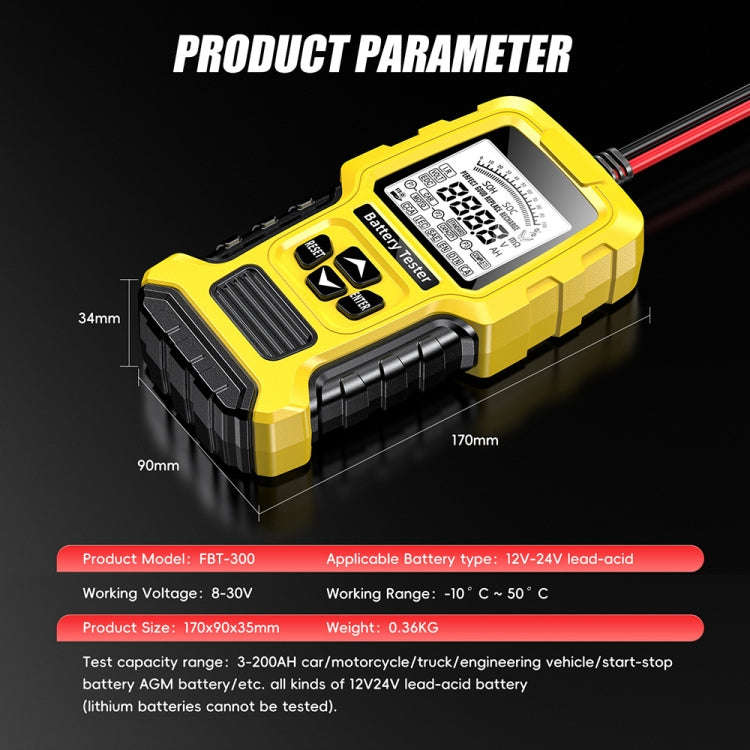 FOXSUR 12V/24V Automotive Lead-acid Battery Internal Resistance Rapid Analyzer(Yellow)
