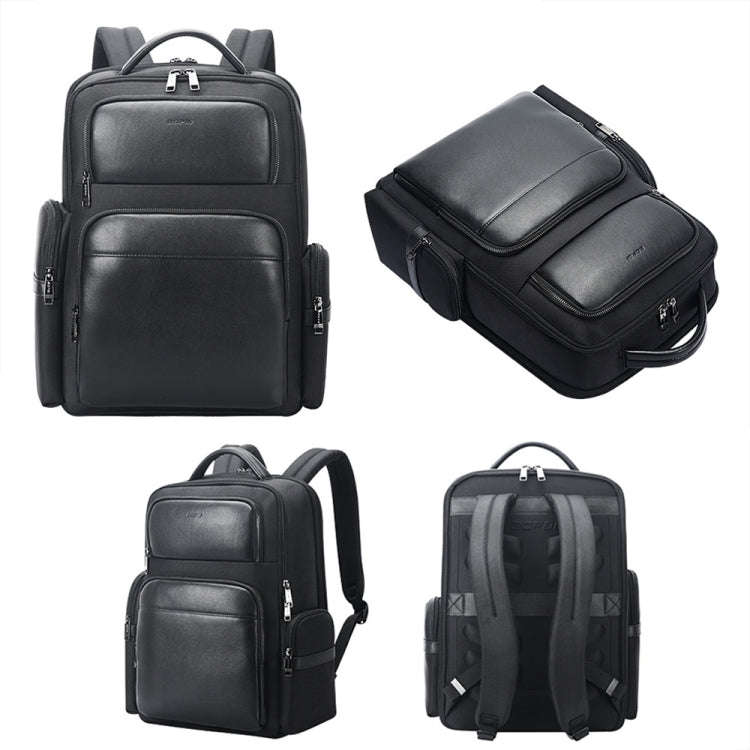 Bopai 61-125031 Large-capacity First-layer Cowhide Business Laptop Backpack With USB+Type-C Port(...