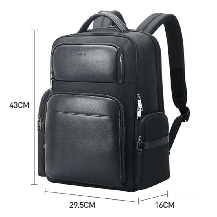Bopai 61-125031 Large-capacity First-layer Cowhide Business Laptop Backpack With USB+Type-C Port(...