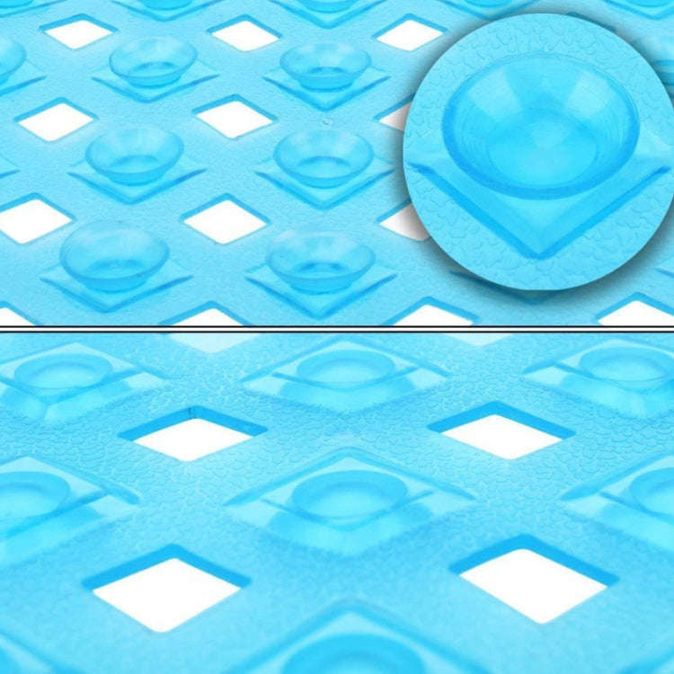 Non-slip Bath Mat Diamond Cut Bathtub Mats With Drain Holes And Suction Cup 88 x 40cm(Clear Blue)