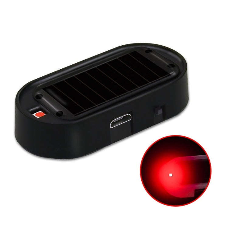 Car Solar Analog Anti-theft Device LED Warning Light(Black Shell Red Light)