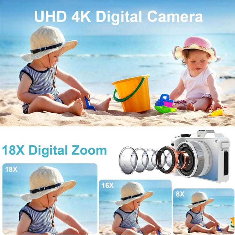 3-Inch Display Digital Camera Dual Front And Rear Cameras 48MP, 18x Digital Zoom 4K HD Camcorder(...