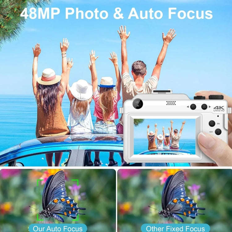 3-Inch Display Digital Camera Dual Front And Rear Cameras 48MP, 18x Digital Zoom 4K HD Camcorder(...