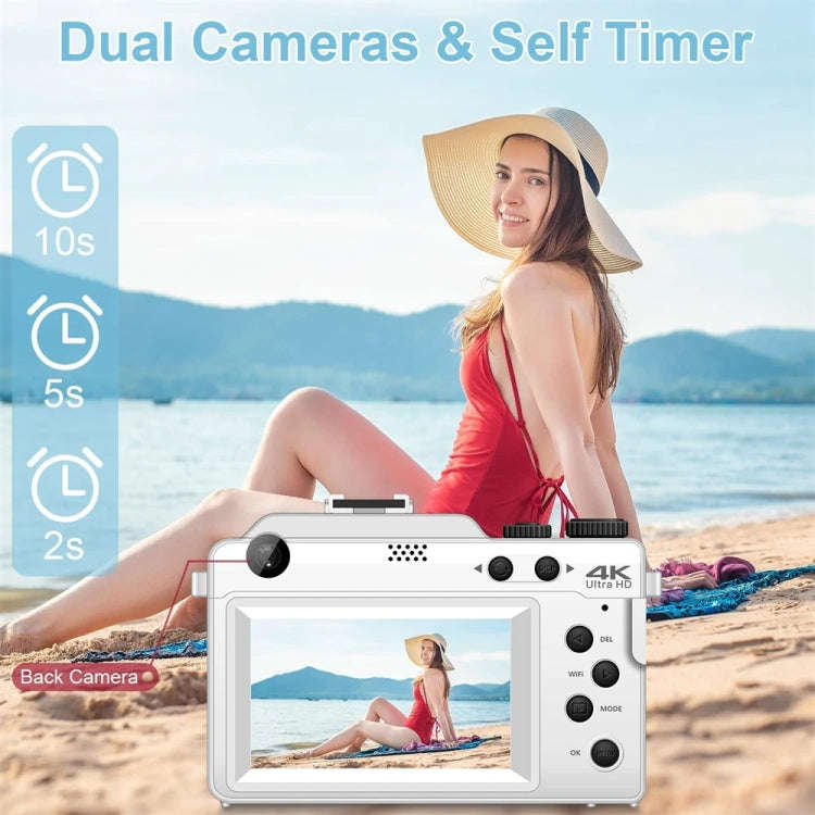 3-Inch Display Digital Camera Dual Front And Rear Cameras 48MP, 18x Digital Zoom 4K HD Camcorder(...
