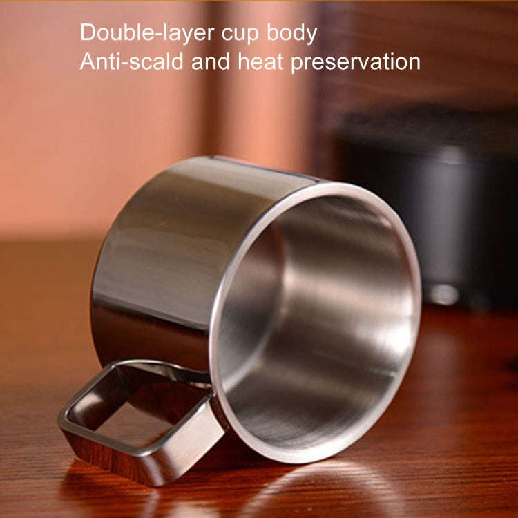 304 Stainless Steel 3 In 1 Double Layer Coffee Cup With Dish and Spoon Heat Insulation and Anti-S...