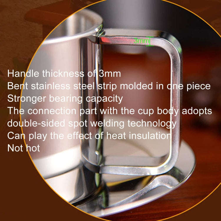 304 Stainless Steel 3 In 1 Double Layer Coffee Cup With Dish and Spoon Heat Insulation and Anti-S...