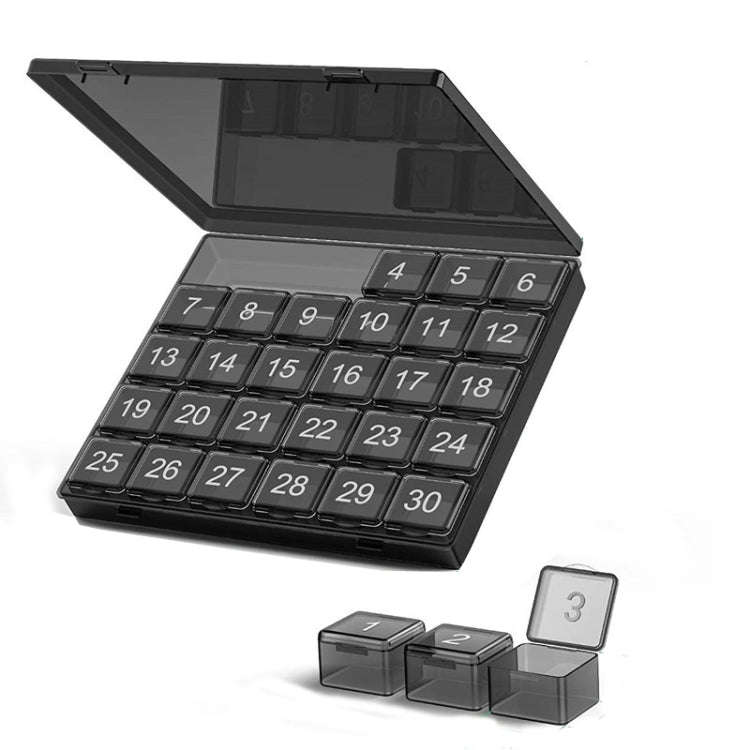 Monthly Pill Organizer 30 Days Pill Box Easy-Open Large Capacity Medicine Case(Black)