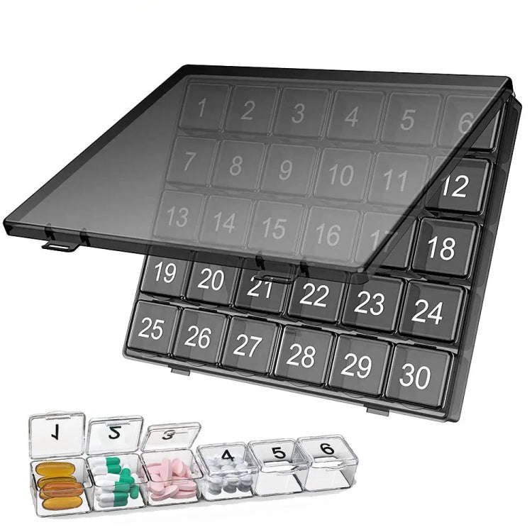 Monthly Pill Organizer 30 Days Pill Box Easy-Open Large Capacity Medicine Case(Transparent)
