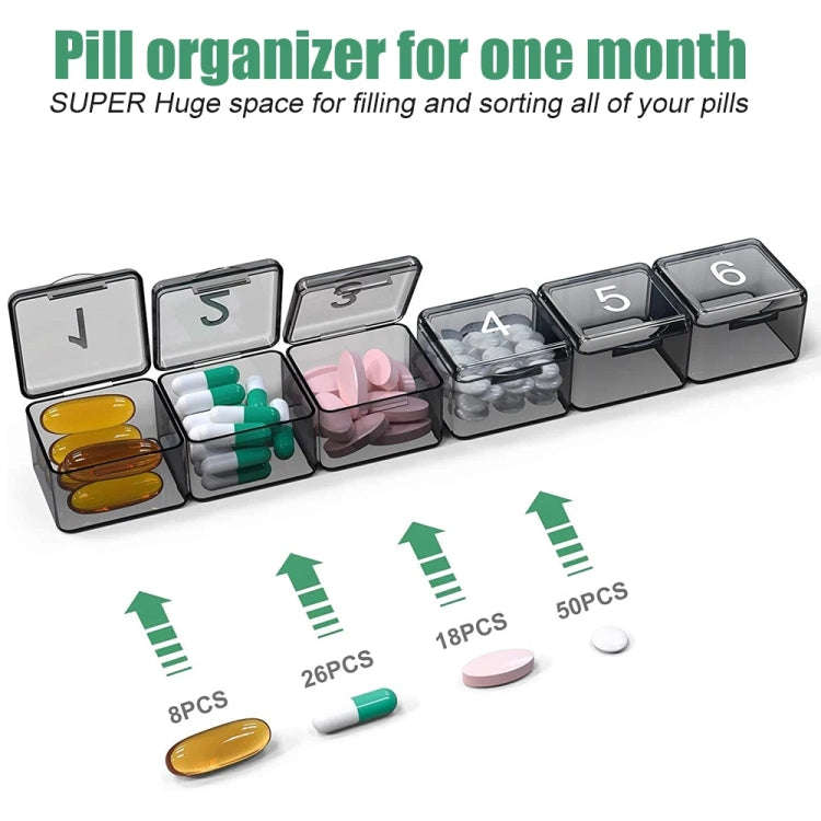 Monthly Pill Organizer 30 Days Pill Box Easy-Open Large Capacity Medicine Case(Transparent)