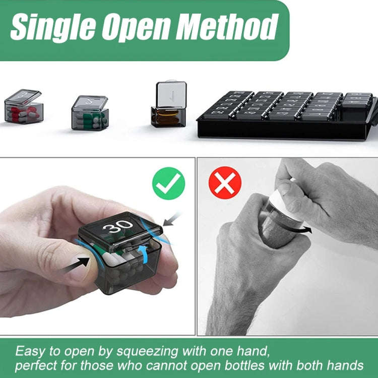 Monthly Pill Organizer 30 Days Pill Box Easy-Open Large Capacity Medicine Case(Transparent)