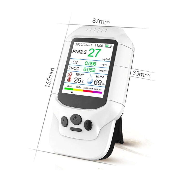8-In-1 Air Quality Detector PM2.5 / PM1.0 / PM10 / HCHO / TVOC / O3 / Temperature / Humidity Monitor