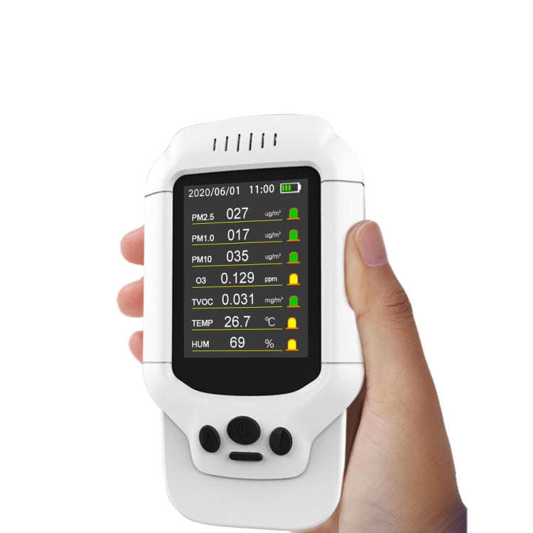 8-In-1 Air Quality Detector PM2.5 / PM1.0 / PM10 / HCHO / TVOC / O3 / Temperature / Humidity Monitor