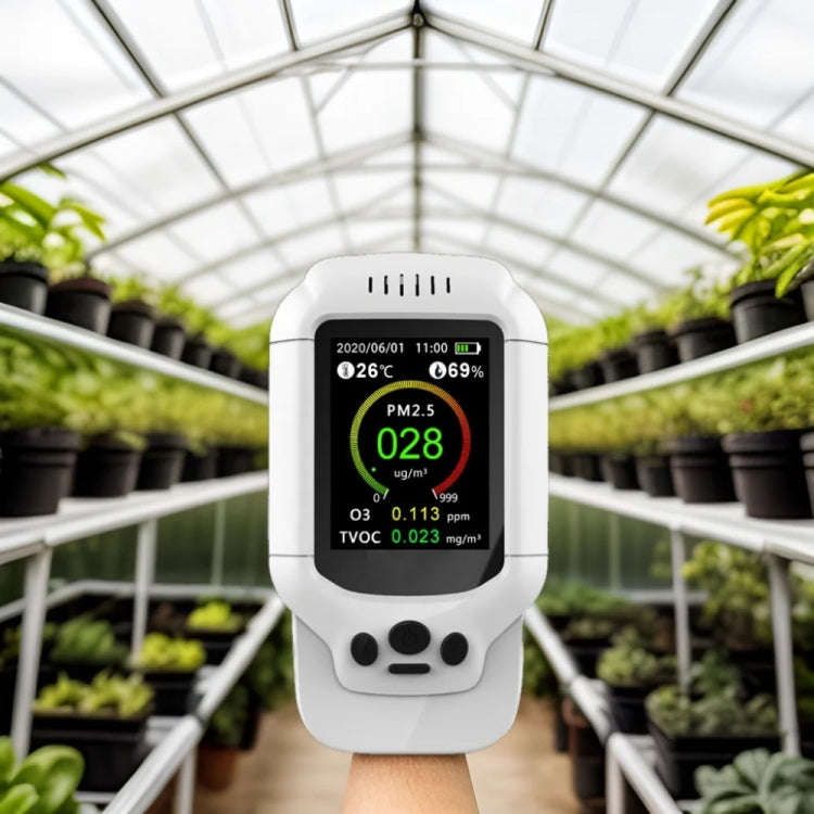 8-In-1 Air Quality Detector PM2.5 / PM1.0 / PM10 / HCHO / TVOC / O3 / Temperature / Humidity Monitor
