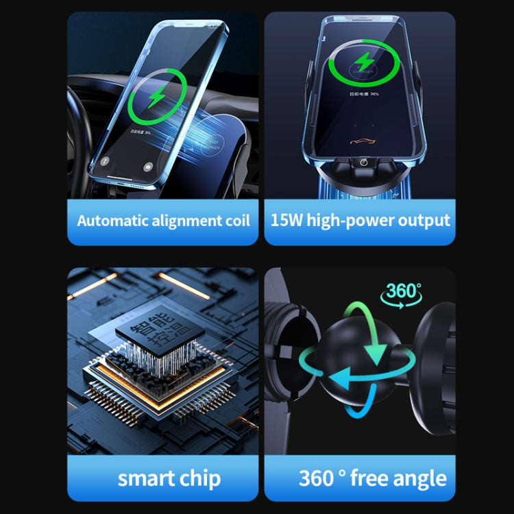 Car Air Outlet Smart Induction Wireless Charging Mobile Phone Holder(Black 66W)