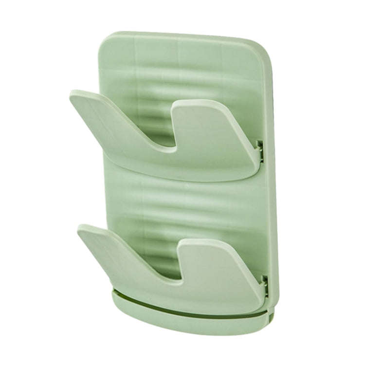 Wall Mounted Pot Lid Holder Kitchen Double Layer Multifunctional Folding Rack(Green)