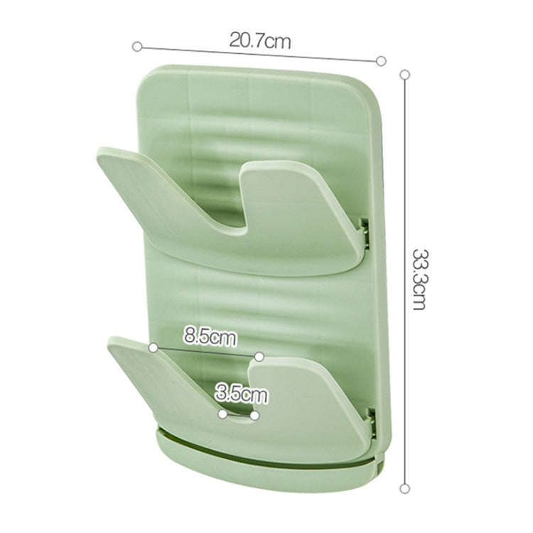 Wall Mounted Pot Lid Holder Kitchen Double Layer Multifunctional Folding Rack(Green)
