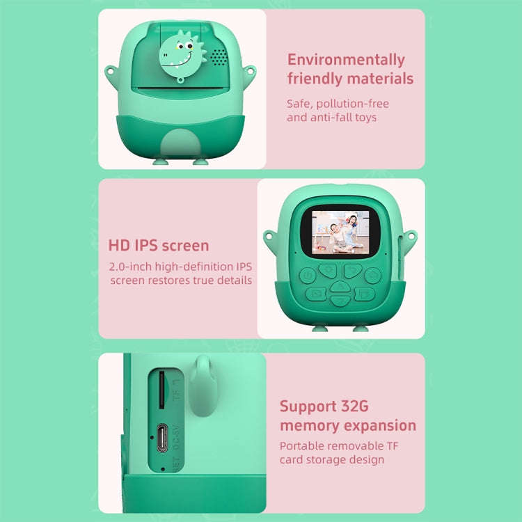 A19B 2.0-Inch 720P HD Reversible Camera Cartoon Children Mini Digital Printing Camera(Green)