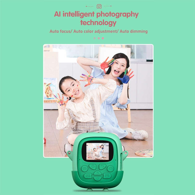 A19B 2.0-Inch 720P HD Reversible Camera Cartoon Children Mini Digital Printing Camera(Green)