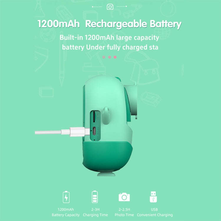 A19B 2.0-Inch 720P HD Reversible Camera Cartoon Children Mini Digital Printing Camera(Green)