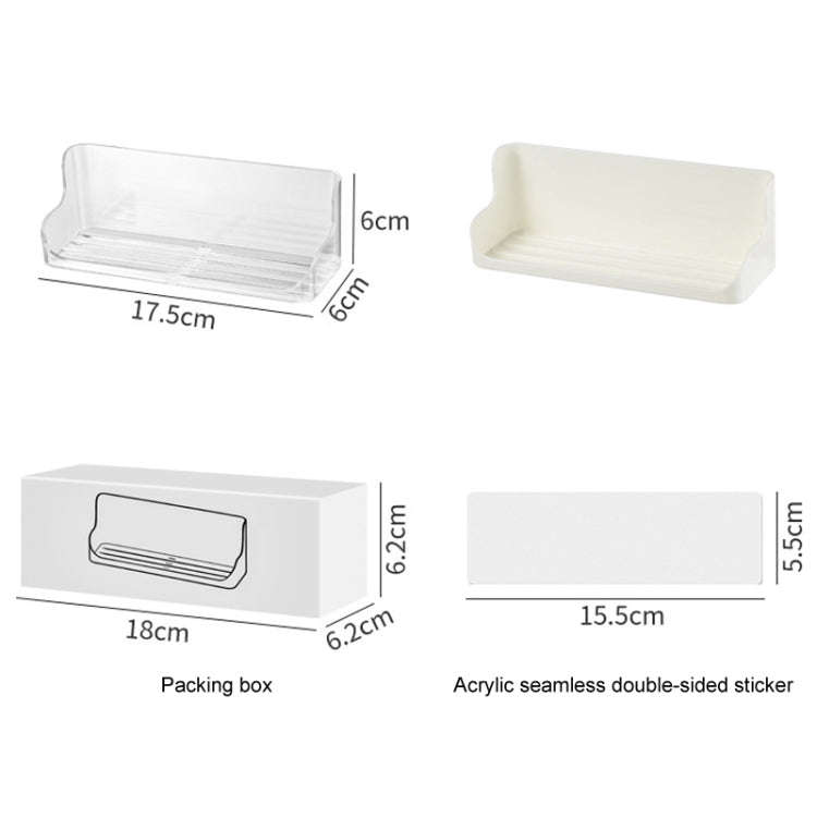 Wall Mounted No-Punch Bedside Eyeglasses Storage Box Bathroom Toiletries Drainage Shelf(Transparent)