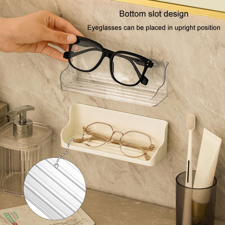 Wall Mounted No-Punch Bedside Eyeglasses Storage Box Bathroom Toiletries Drainage Shelf(Transparent)