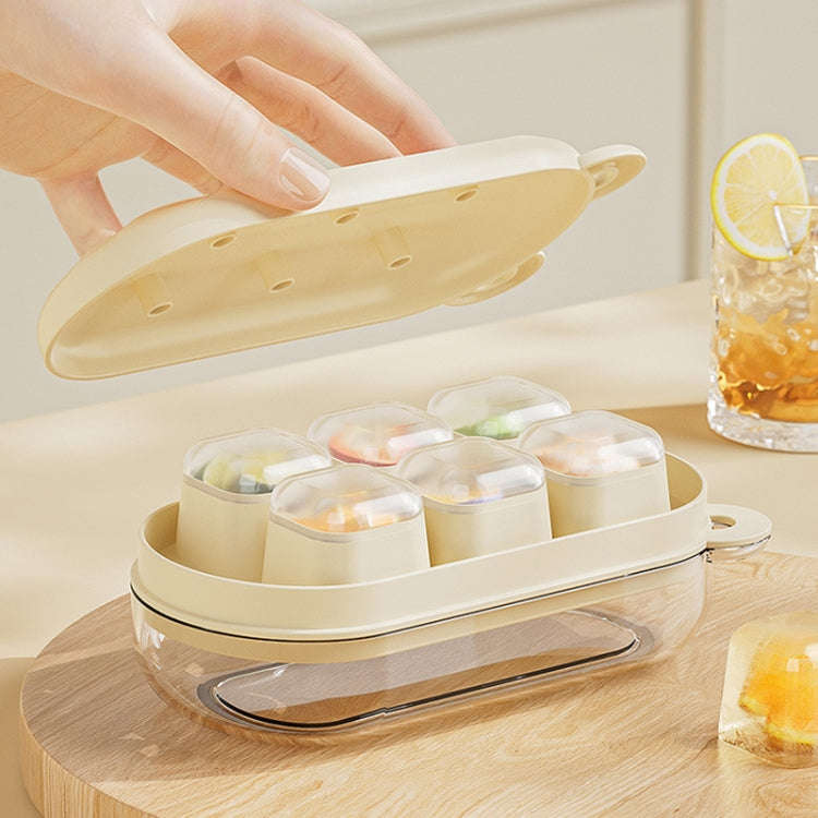 Mini Silicone Ice Cube Soft Mold Home Refrigerator Ice Box(Cream Color)