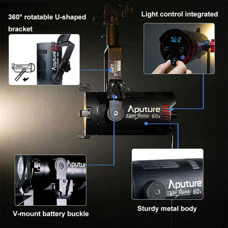 Aputure Adjustable Focus LED Photography Light Indoor Interview Video Live Fill Light, Spec: LS 60d