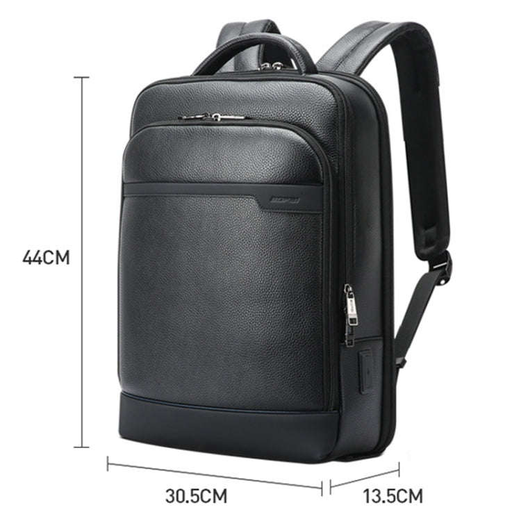 Bopai 61-122391 Large-capacity First-layer Cowhide Business Laptop Backpack With USB+Type-C Port(...