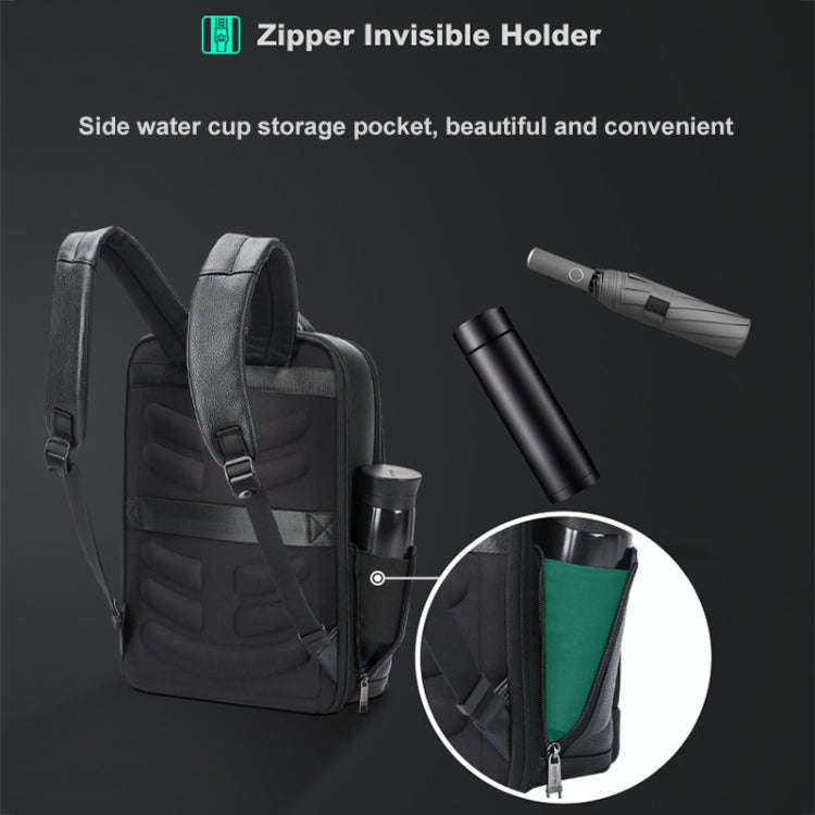 Bopai 61-122391 Large-capacity First-layer Cowhide Business Laptop Backpack With USB+Type-C Port(...