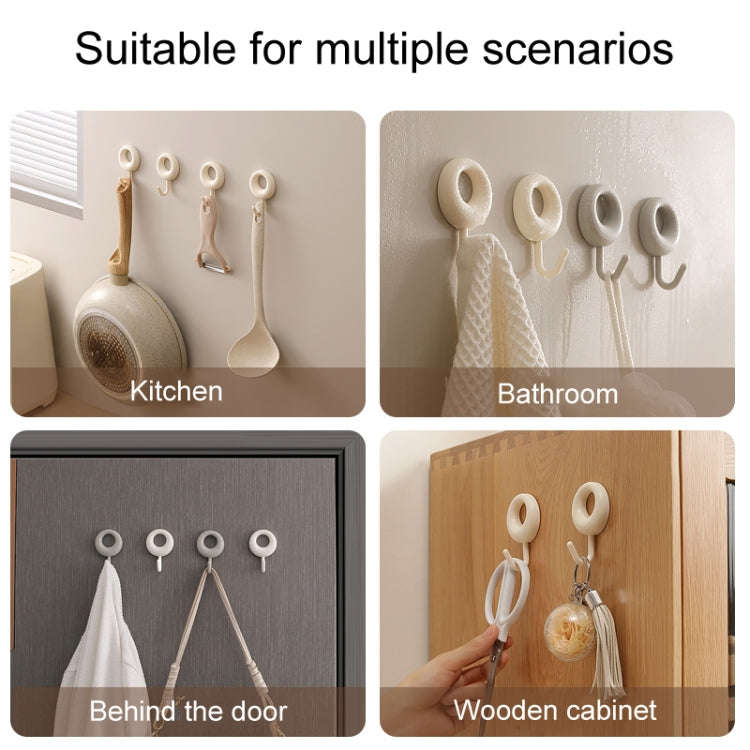 4pcs /Set Household Wall Hanging Hooks Dormitory Non-Marking Punch-Free Adhesive Hooks(Gray)
