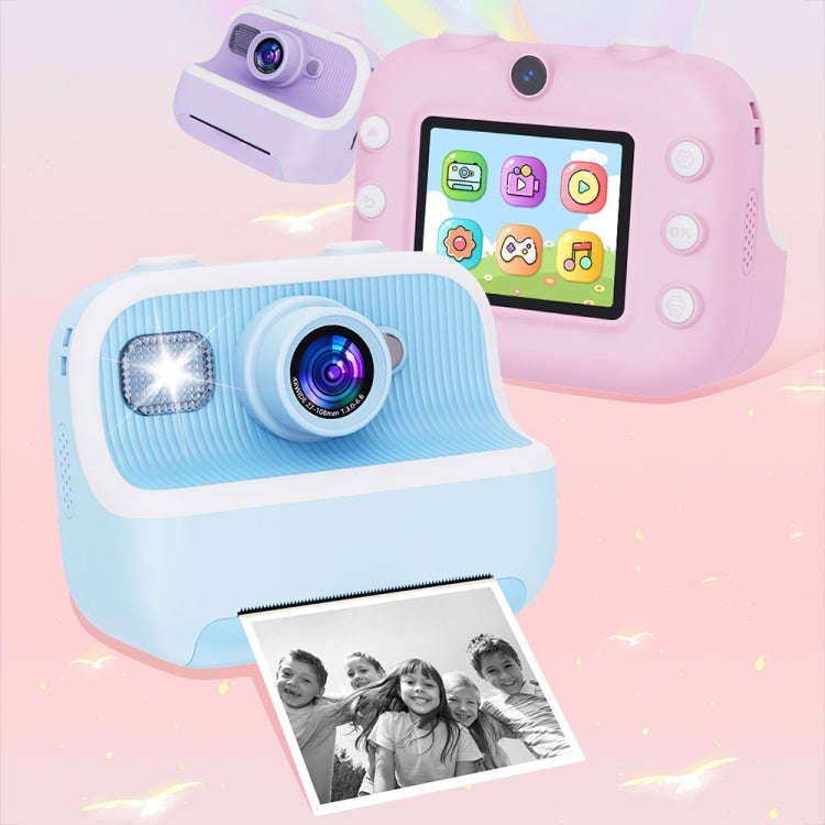 M8 2.4-Inch 1080P HD 2400W Pixel Dual-Camera Children Thermal Printing Camera, Color: Blue+32GB