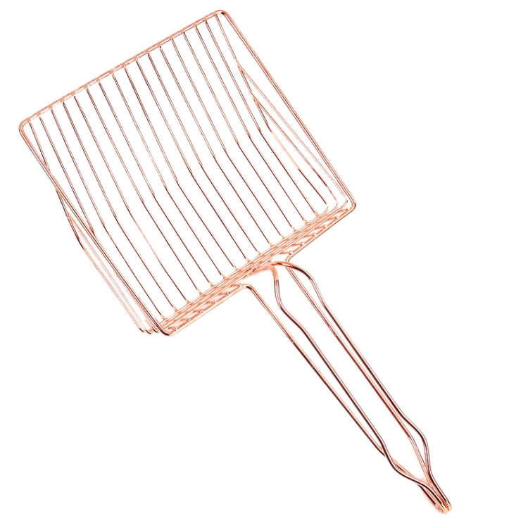 Metal Cat Litter Scoop Extended Handle Skeleton Cats Shoveling Tool Large, Color: Rose Golden