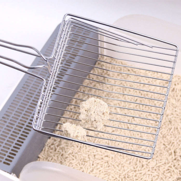 Metal Cat Litter Scoop Extended Handle Skeleton Cats Shoveling Tool Large, Color: Sliver White