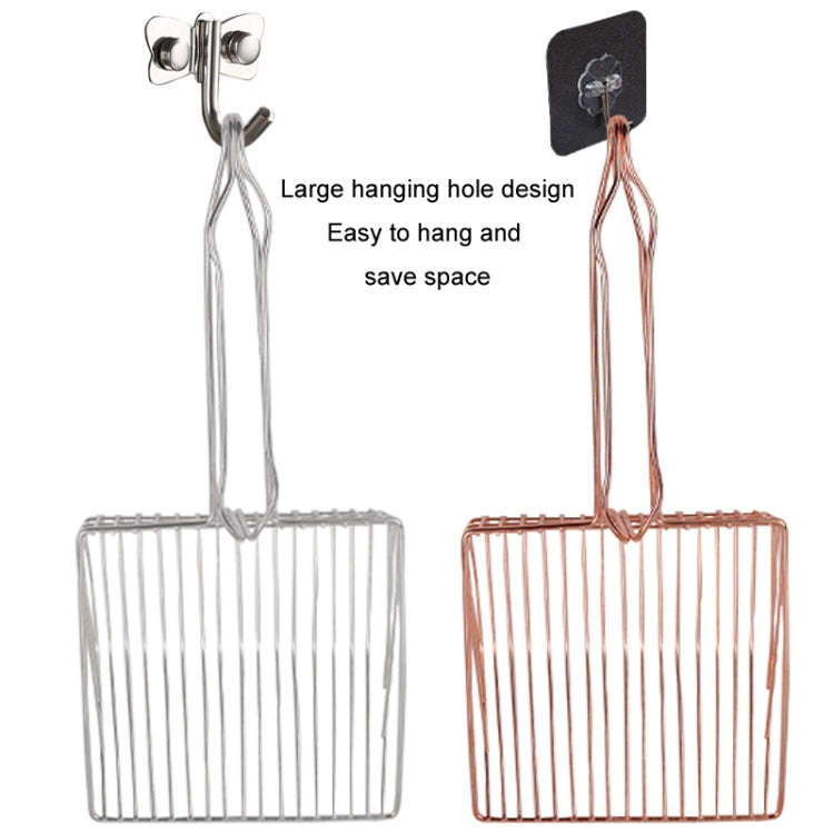 Metal Cat Litter Scoop Extended Handle Skeleton Cats Shoveling Tool Large, Color: Sliver White