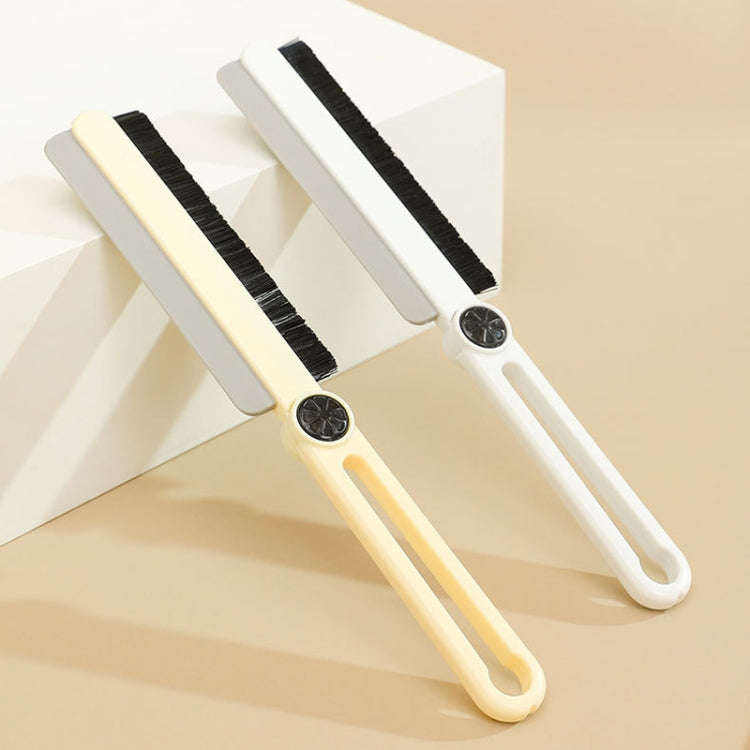 Household Multifunctional Crevice Brush Bathroom Long Handled Groove Cleaning Brush(Milk Yellow)
