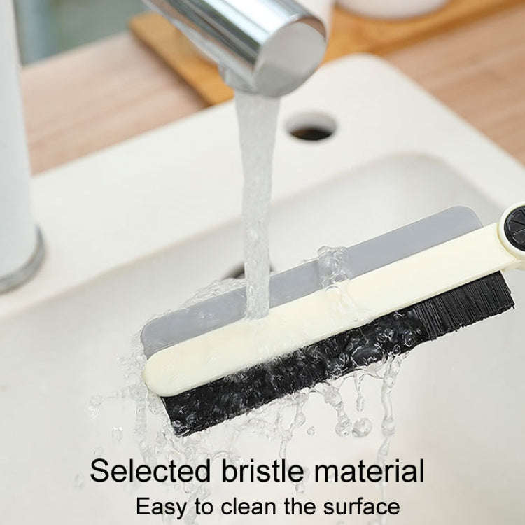 Household Multifunctional Crevice Brush Bathroom Long Handled Groove Cleaning Brush(Milk Yellow)