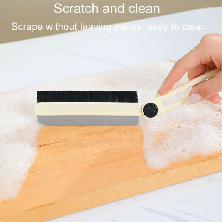 Household Multifunctional Crevice Brush Bathroom Long Handled Groove Cleaning Brush(Milk Yellow)