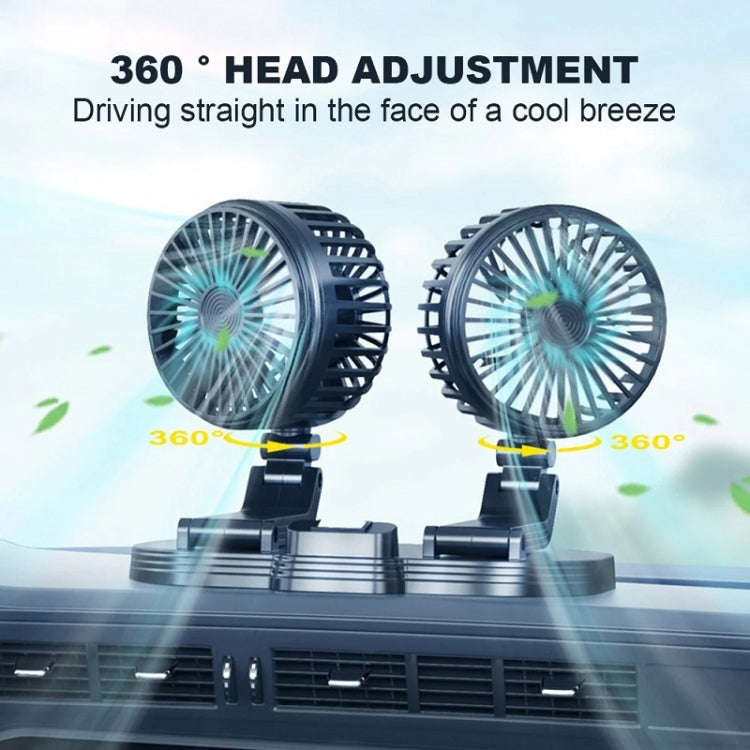 5V USB Port Car Dual-head Fan Circulation Fan(Black)