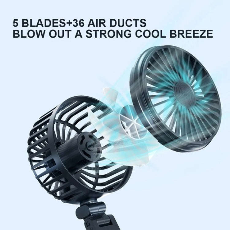5V USB Port Car Dual-head Fan Circulation Fan(Black)