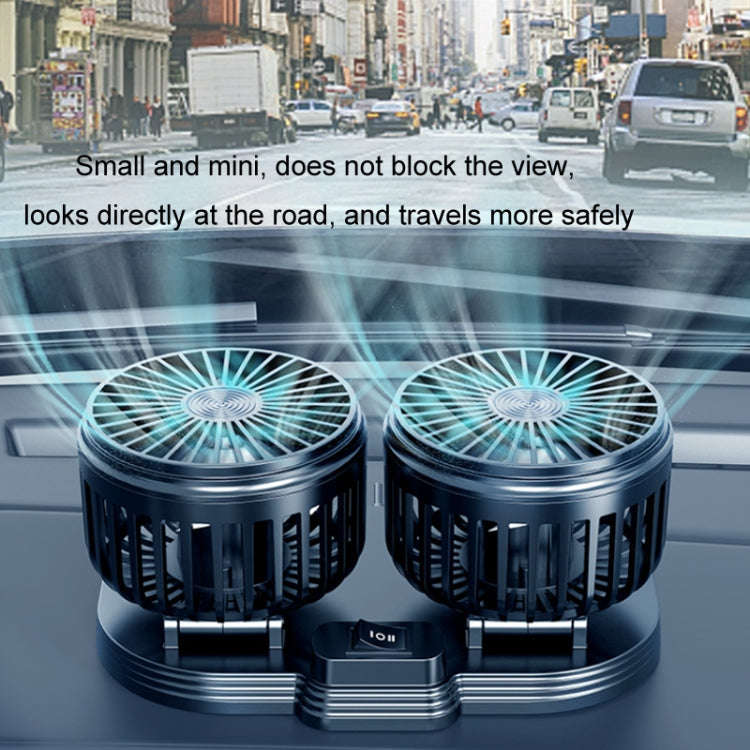 5V USB Port Car Dual-head Fan Circulation Fan(Black)